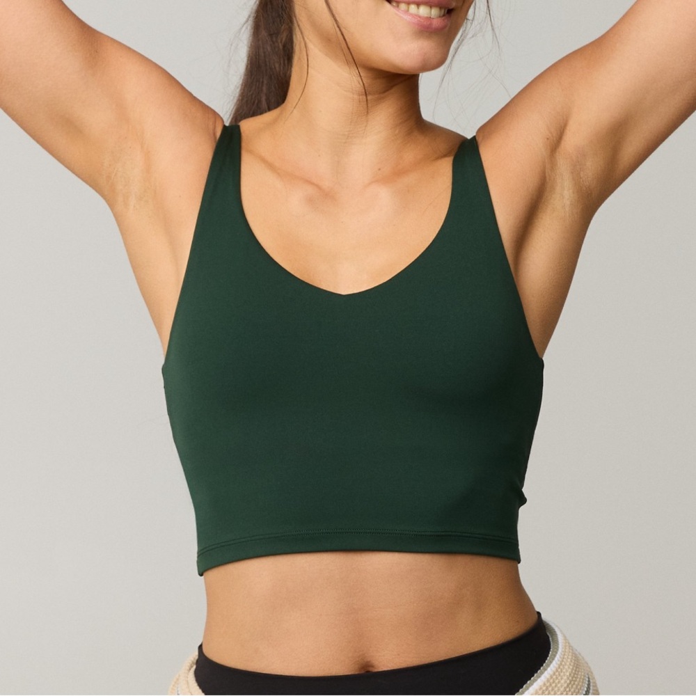 Offline By Aerie Real Me Low Key Longline Sports Bra Green Size Medium